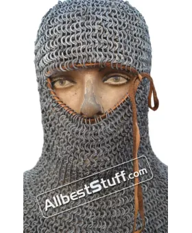 Titanium Flat Dome pin Riveted Chainmail Coif 13th Century
